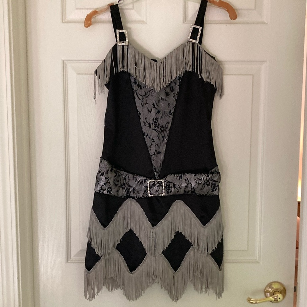 Black and White Spaghetti Strap Mini Sundress. Roaring  20’s Costume